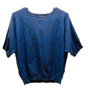 DKNY Cropped Knit Sweater Women’s XS Blue Marble Lightweight Dolman Sleeve Top